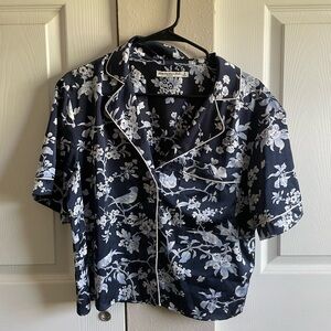 Abercrombie & Fitch Blue and White Floral pajama shirt